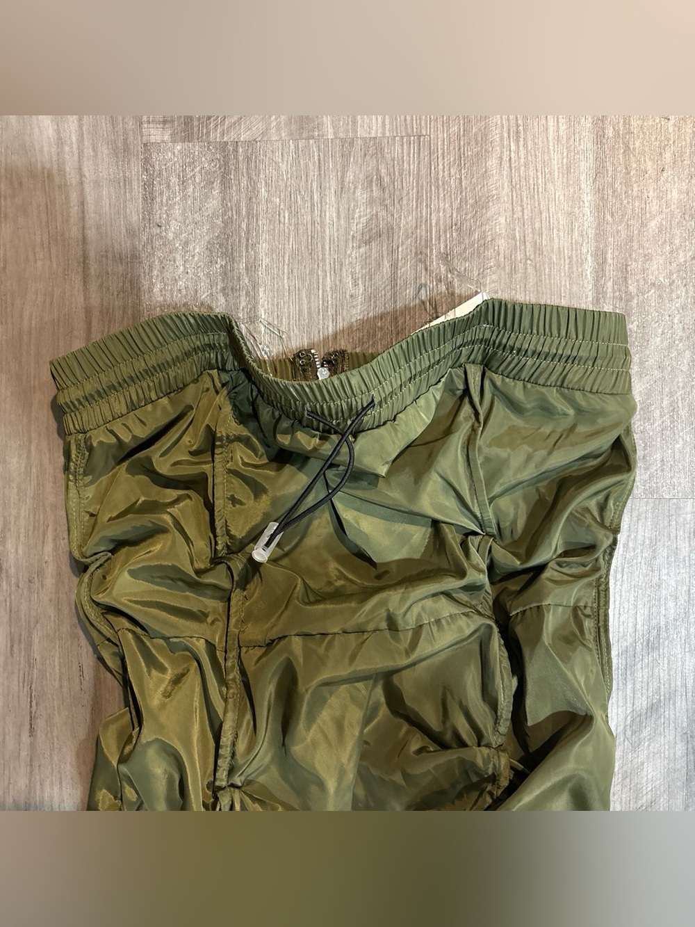 Cherry Mellow Olive Green Strapless Dress